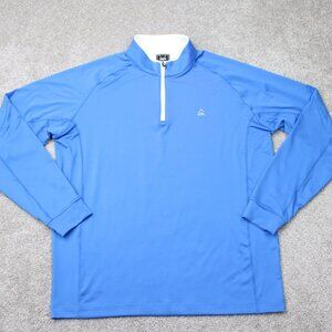 Deolax Golf Sweatshirt Men XL Blue 1/4 Zip Athleisure Polyester Stretch Pullover